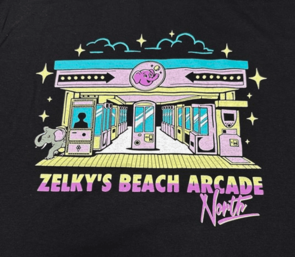 neon bright boardwalk arcade fun shirt