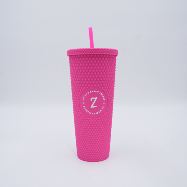 hot pink cold plastic straw tumbler